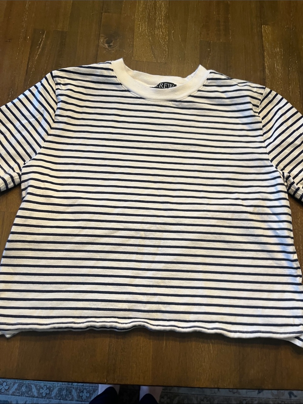 Crew Striped Crewneck Tee -crop xxs